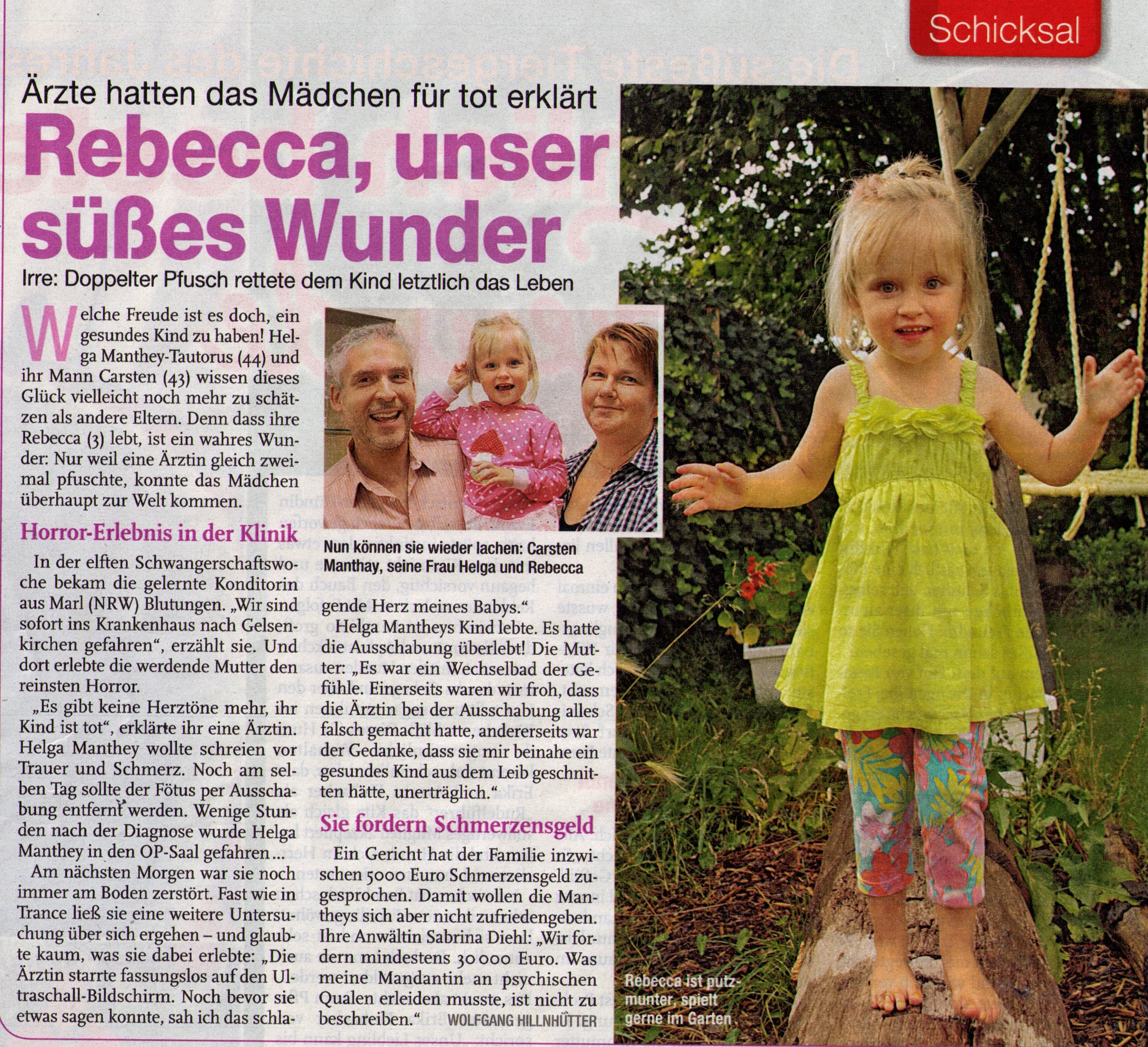 auf einen blick vom 09.08.2012 rebecca unser suesses wunder patientenanwalt stefan hermann schmerzensgeld sabrina diehl behandlungsfehler