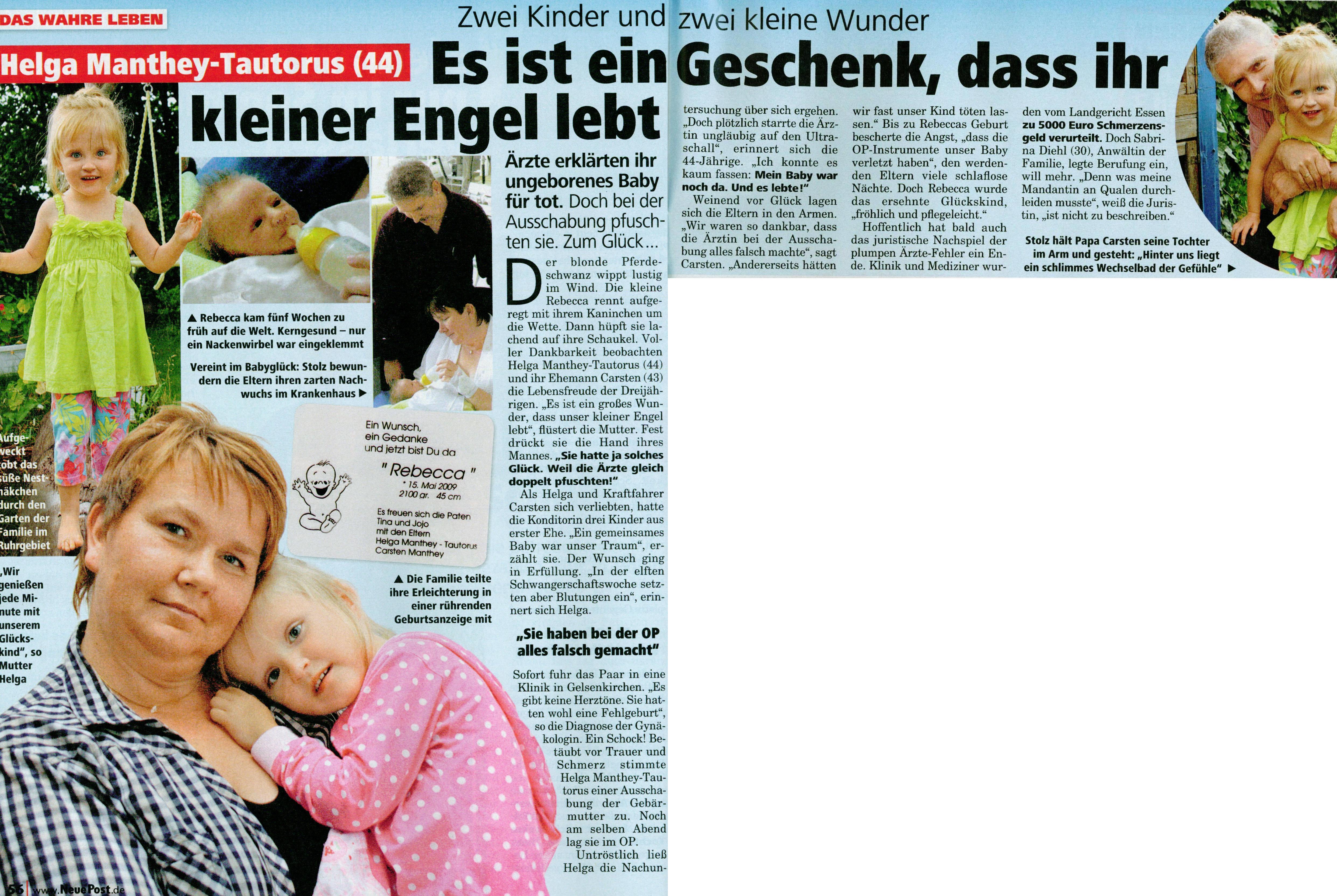 neue post vom 22.08.2012 es ist ein geschenk, dass ihr kleiner engel lebt patientenanwalt stefan hermann sabrina diehl medizinrecht pfusch