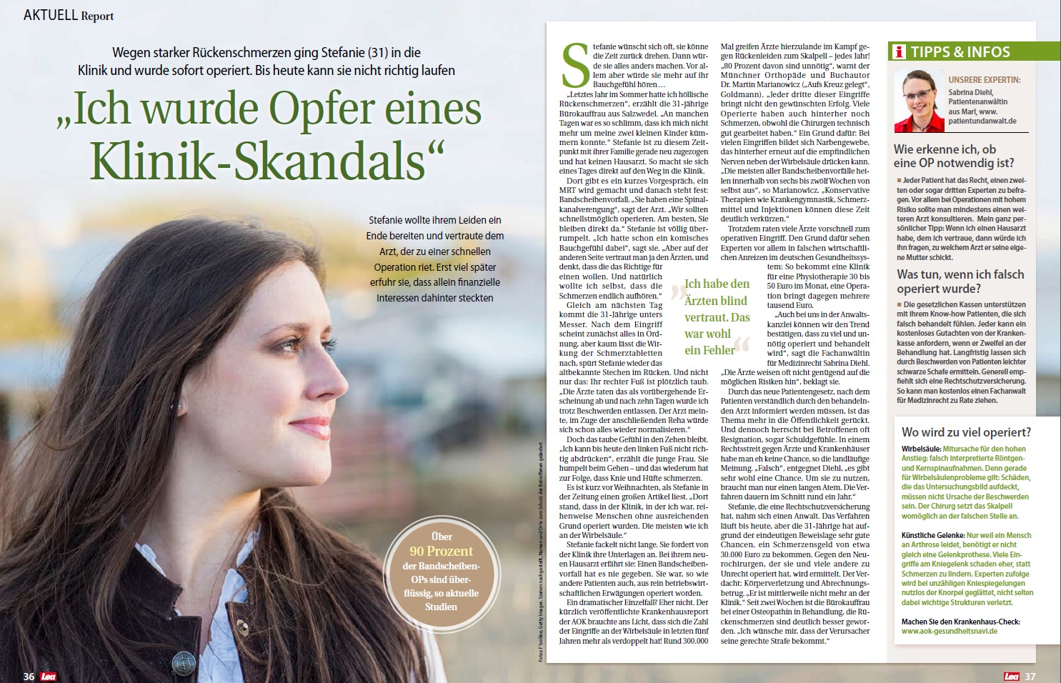 Lea vom 23.10.2013 Ich wurde Opfer eines Klinik Skandals; Patientenanwältin; Sabrina Diehl; Expertin