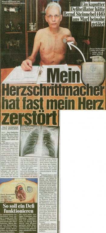 bild 02.10.2013 ein kaputter defibrillator haette bernd steinnebel 46 aus marl beinahe getoetet mein herzschrittmacher hat fast mein herz zerstoert sabrina dieh