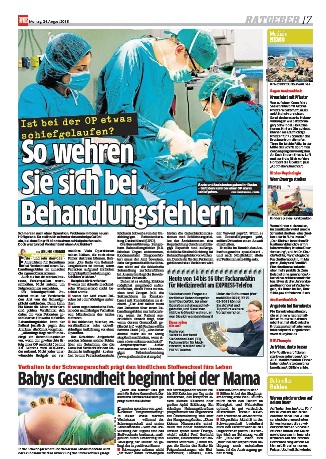 EXPRESS vom 24.08.2015 So wehren Sie sich bei Behandlungsfehlern Ist bei der OP etwas schief gelaufen Schmerzensgeld Schadensersatz Fachanwltin Medizinrecht Sabrina Diehl