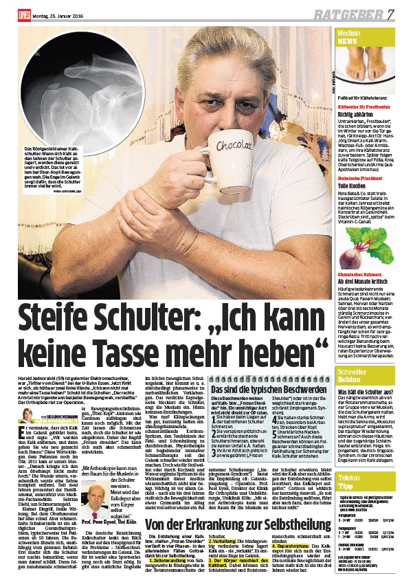 Express vom 25.01.2016 Steife Schulter Ich kann keine Tasse mehr heben Sabrina Diehl Oberhausen Marl Fachanwältin Medizinrecht Patienten Krankenhaus