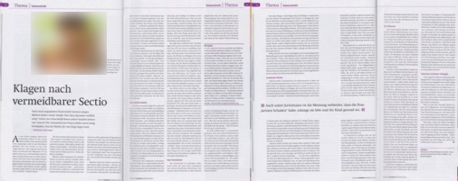 Deutsche Hebammenzeitschrift aus August 2015 Klagen nach vermeidbarer Sectio Kaiserschnitt Schmerzensgeld Schadensersatz Fachanwältin für Medizinrecht Sabrina Diehl