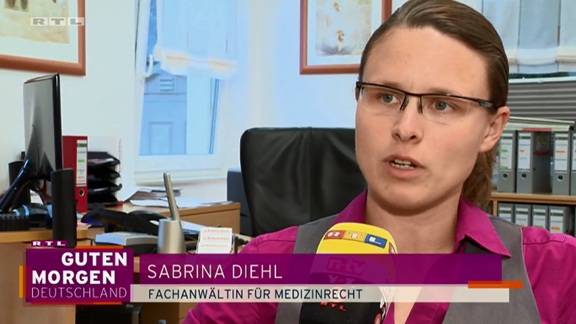 RTL Guten Morgen Deutschland vom 05.08.2015 Darmverletzung bei Kaiserschnitt Geburtsschaden Geburt OP Sabrina Diehl Fachanwältin für Medizinrecht Marl Oberhausen