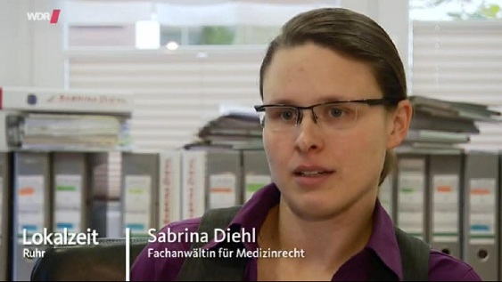 WDR Lokalzeit Ruhr vom 02.03.2015 Todesfall durch falsche Diclofenac Gabe Sabrina Diehl Oberhausen Marl Medizinrecht