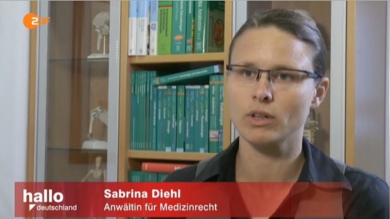 ZDF Hallo Deutschland vom 19.08.2015 Aerztepfusch bei Kaiserschnitt Medizinrecht Behandlungsfehler Sabrina Diehl Marl Oberhausen