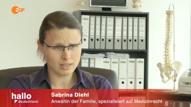 ZDF Hallo Deutschland vom 23.06.2015 Tödliches Schmerzmittel Diclofenac Schadensersatz Schmerzensgeld Fachanwältin für Medizinrecht Sabrina Diehl